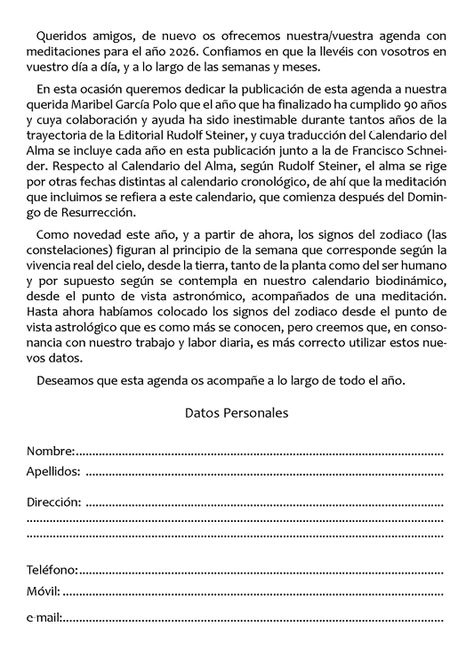 ✨✨Agenda con meditaciones 2026 ✨✨
