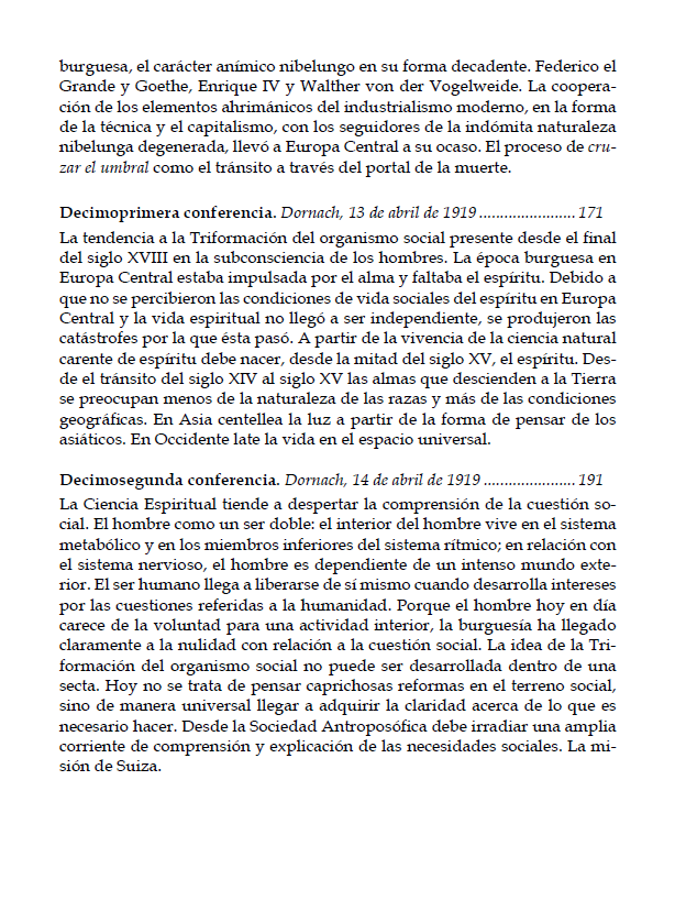 Impulsos del pasado y del futuro en el acontecer social. GA 190.