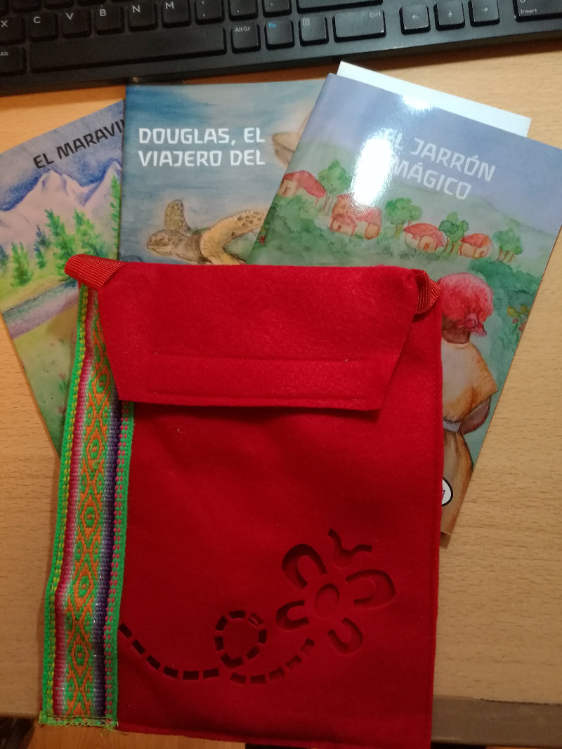 PACK 3 CUENTOS CON MAYÚSCULAS + BOLSA + CARDAV