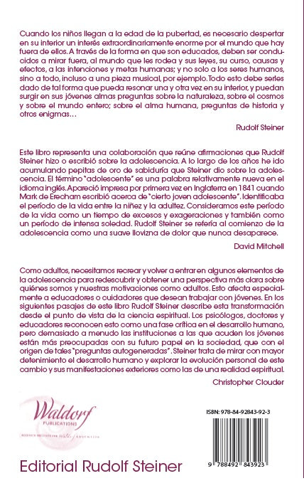 TERCER SEPTENIO. Observaciones sobre la adolescencia. Rudolf Steiner