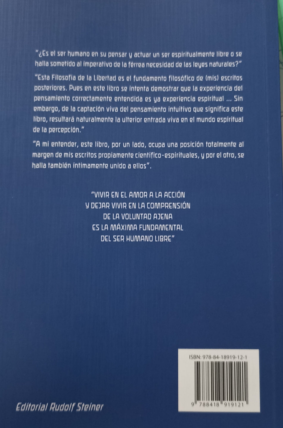 LA FILOSOFÍA DE LA LIBERTAD. Perfiles básicos de una moderna concepción del mundo.