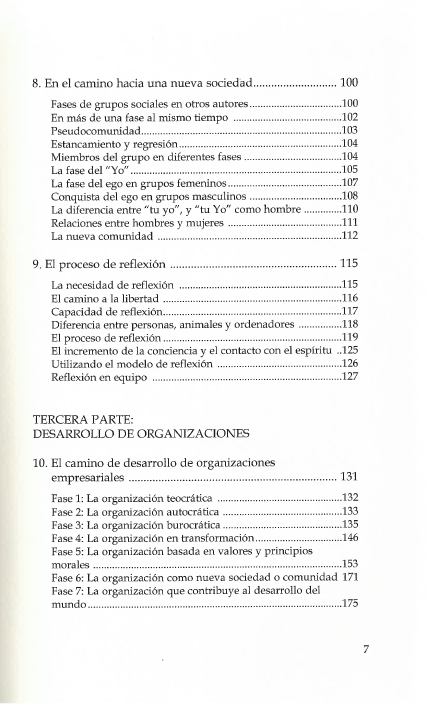 Las siete fases de desarrollo en personas y organizaciones.