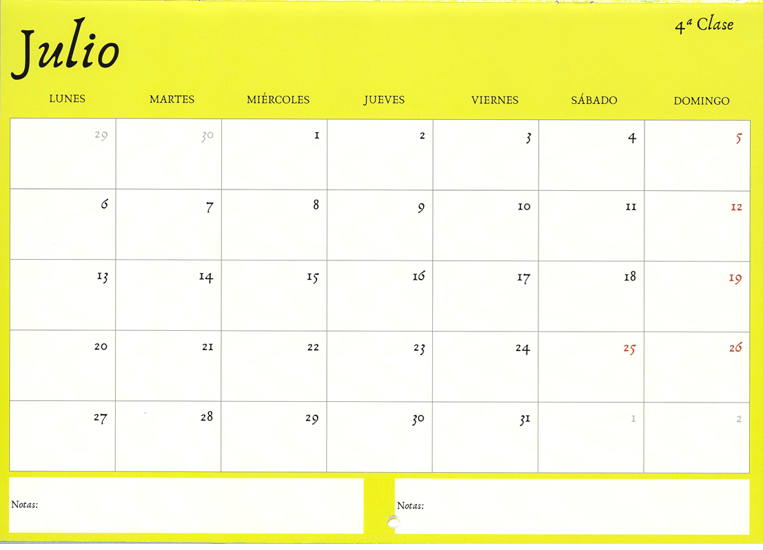 Calendario - Almanaque benéfico Escuela libre Micael